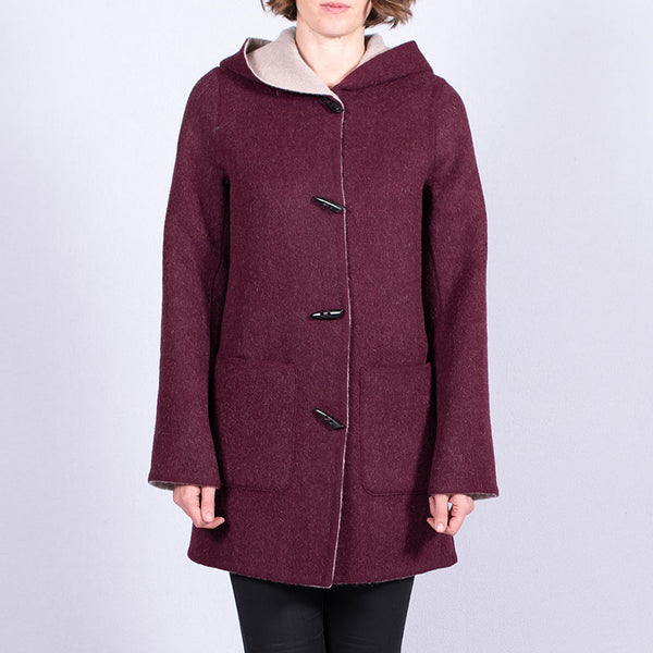 Burgundy duffle outlet coat